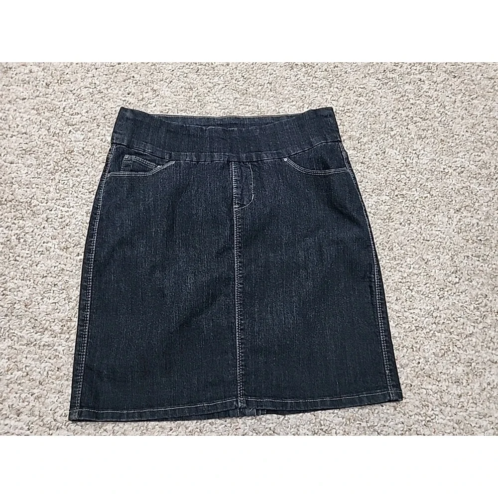 Jag Jeans Denim Skirt Pull On Dark Rinse Cotton Blend Back Kick 30x20